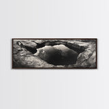 Natural Rock Pool, Moody Water Reflection, Rustic Earth Photography, Canvas Print, Zen Bathroom Wall Art, Minimalist Nature Decor