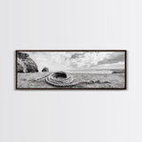 Coastal Rope, Windswept Bluff, Seaside Grass, Framed Canvas Print, Beach House Art, Nautical Decor, Neutral Living Room Style