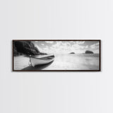 Rowboat, Sandy Cove, Island View, Canvas Print, Coastal Photography, Minimalist Beach Decor, Serene Bathroom or Bedroom Wall Art