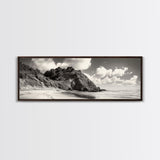 Seaside Cliff, Pine Hills, Sandy Beach, Canvas Print, Coastal Landscape Art, Modern Nature Decor, Beach House Living Room Style
