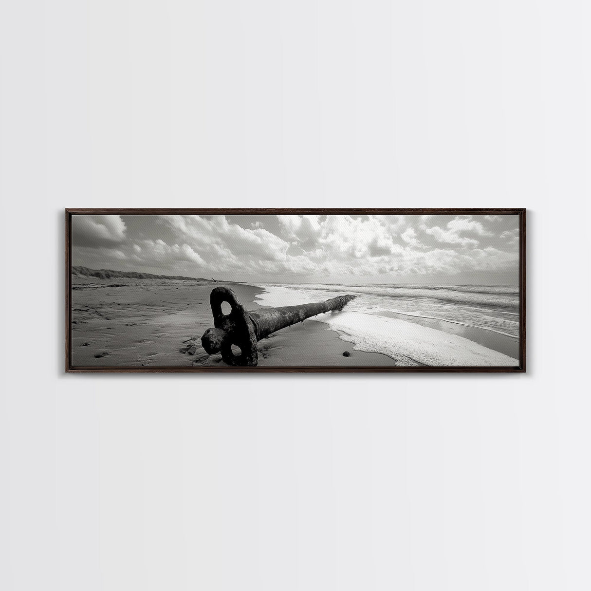 Rusted Anchor Pipe, Coastal Beach Art, Ocean Photography, Framed Canvas Print, Nautical Wall Art, Bedroom or Bathroom Decor