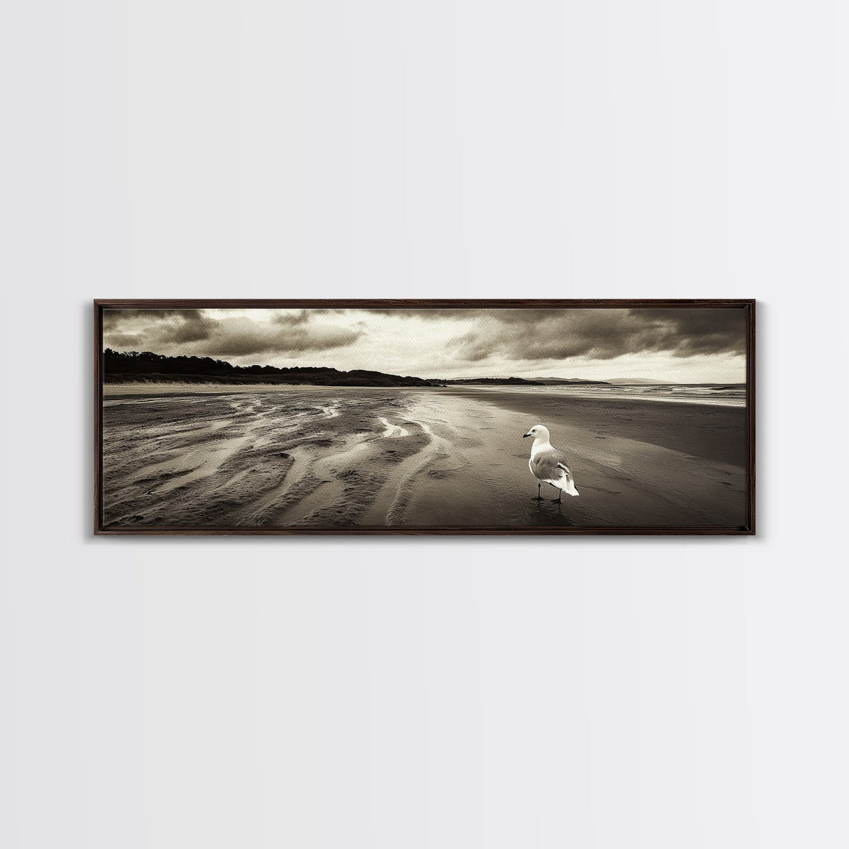 Seagull Beach Walk, Coastal Landscape, Minimalist Style, Canvas Print, Beach Wall Art, Fall Decor, Bedroom Wall Art, Nature Photography