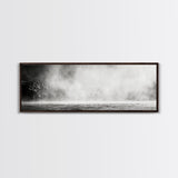 Waterfall Mist Scene, Nature Wall Decor, Canvas Print, Modern Minimalist Art, Neutral Tones, Living Room Wall Art, Black White Landscape