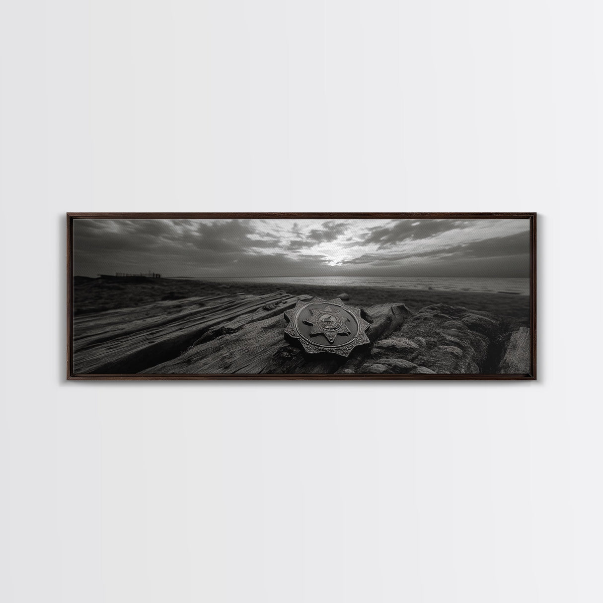 Lone Badge Sunset, Western Coastal Scene, Canvas Print, Rustic Wall Decor, Moody Landscape Art, Fall Living Room Wall Art