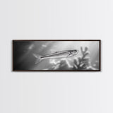 Silver Fish Closeup, Underwater Life, Marine Wildlife Art, Black and White Framed Canvas Print, Coastal Bathroom or Den Wall Art