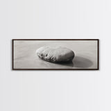 Smooth Beach Rock, Minimal Seascape, Zen Coastal Decor, Tranquil Framed Canvas Print, Modern Spa or Bedroom Wall Art