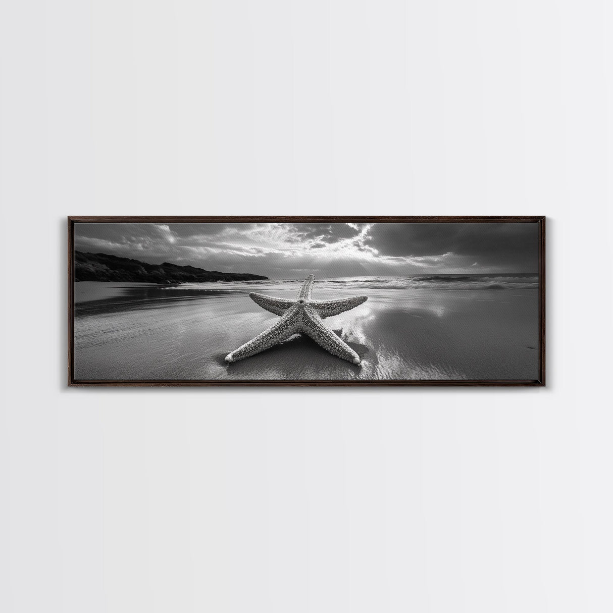 Starfish Beach, Moody Ocean, Calm Sunset, Canvas Print, coastal home decor, bathroom beach art, ocean lover gift, marine wall decor