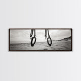 Nautical Swing, Beach Ropes, Seaside Minimalism, Canvas Print, black and white beach decor, coastal hallway wall art, maritime rustic style