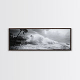 Stormy Waves, Ocean Fury, Tropical Housefront, Canvas Print, dramatic coastal decor, fall storm wall art, modern living room statement