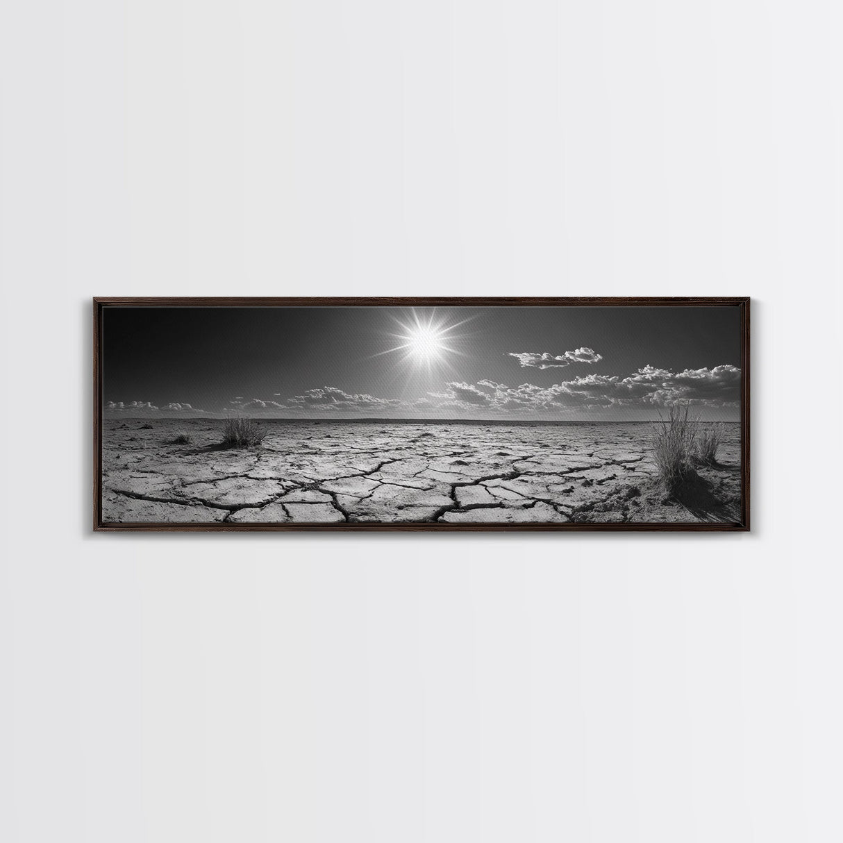 Cracked Earth, Desert Heat, Sunburst Drought, Canvas Print, rustic fall decor, southwest desert art, boho entryway wall statement