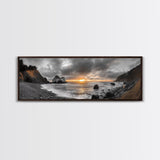 Ocean Sunset, Rocky Shore, Dramatic Coast, Canvas Print, fall beach wall art, earthy coastal home decor, nature photography, den artwork