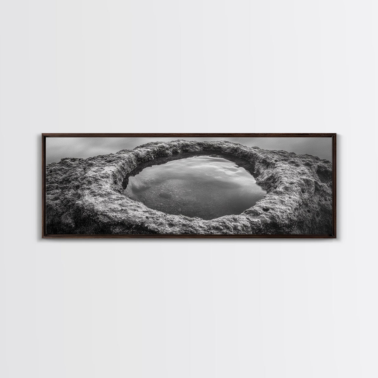 Tidal Pool Rock, Ocean Reflection, Earth Texture, Canvas Print, Zen Bathroom Wall Art, Natural Element Decor, Minimalist Photography