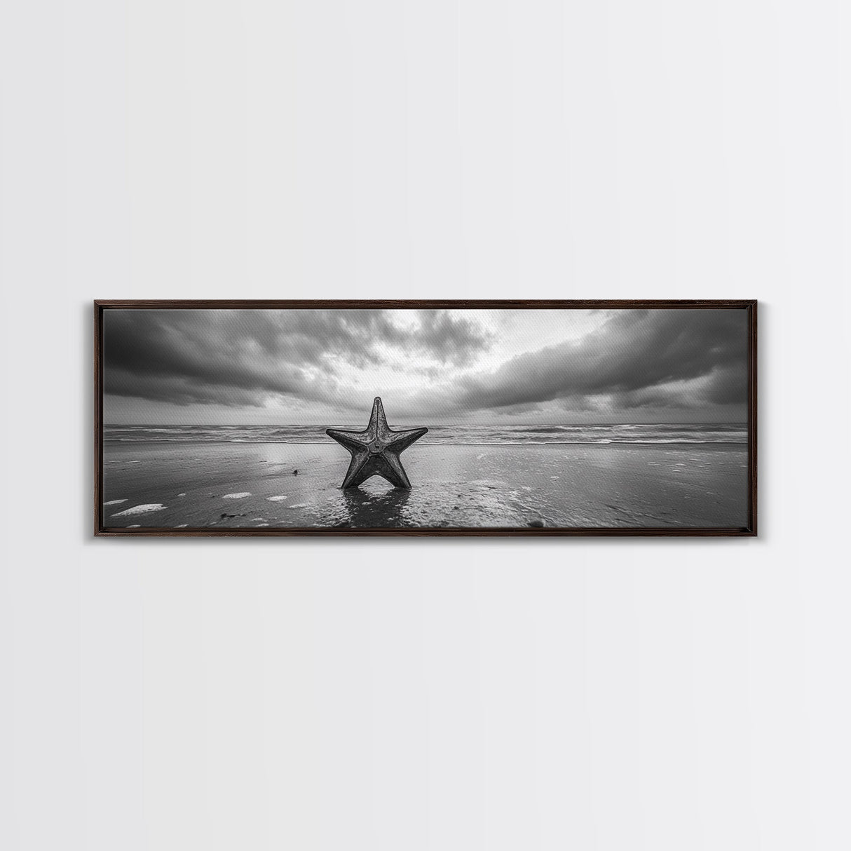 Metal Star Shore, Moody Beach Art, Rustic Coastal Decor, Autumn Vibes, Canvas Print, Farmhouse Living Room Wall Art