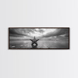 Metal Star Shore, Moody Beach Art, Rustic Coastal Decor, Autumn Vibes, Canvas Print, Farmhouse Living Room Wall Art
