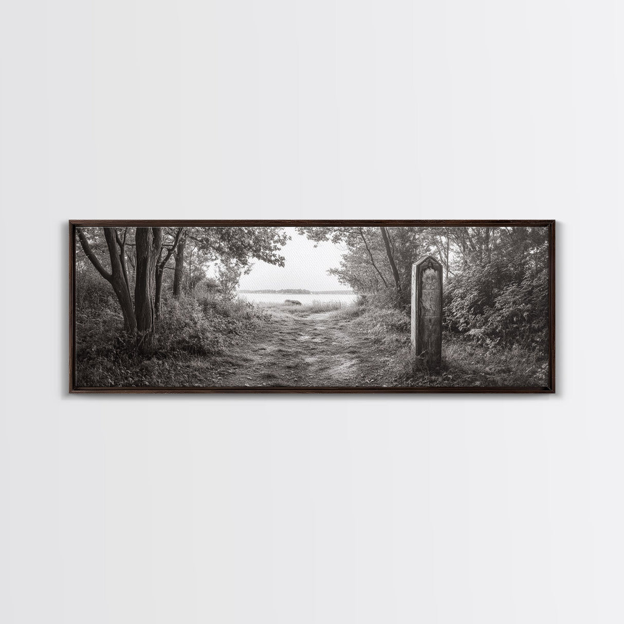 Forest Edge Trail, Nature Path Print, Sepia Photography, Cozy Autumn Vibes, Canvas Print, Entryway or Hallway Wall Art