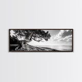 Coastal Tree, Wind Bent, Seaside Beauty, Nautical Serenity, Canvas Print, Nature Wall Art, Minimalist Decor, Coastal Living Room Art