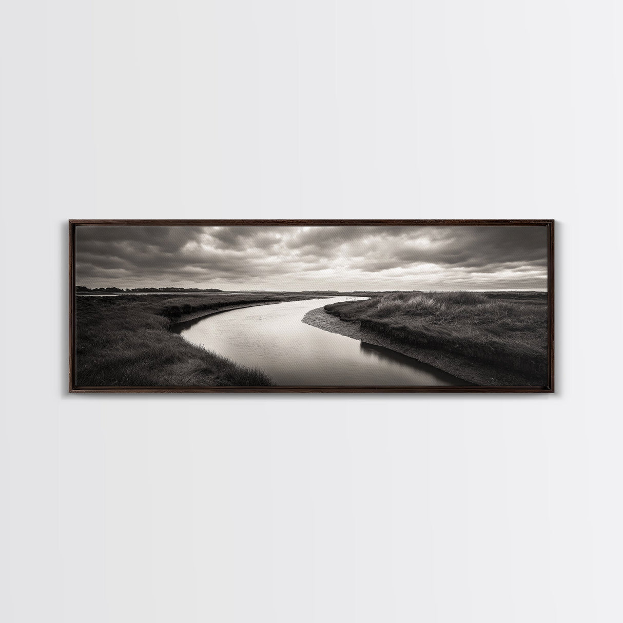 Serene River, Marsh Landscape, Calm Waters, Tranquil Nature, Framed Canvas Print, Minimalist Decor, Entryway Art, Fall Home Vibes