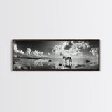 Beach Horse Reflection, Coastal Freedom, Wild Spirit Scene, Framed Canvas Print, Western Bathroom Art, Minimalist Beach House Decor