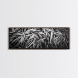 Textured Leaves, Monochrome Nature, Abstract Pattern, Botanical Wall Art, Framed Canvas Print, Modern Bedroom Art, Minimalist Decor