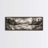 Wild Coastline, Rugged Waves, Stormy Shore, Nature Photography, Framed Canvas Print, Fall Living Room Wall Art, Rustic Coastal Decor