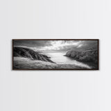 Ocean View, Coastal Cliffs, Dramatic Horizon, Sunset Glow, Canvas Print, Fall Living Room Wall Art, Landscape Nature Photography