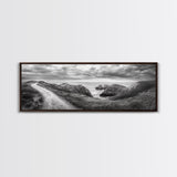 Cliff Path, Sea Escape, Moody Sky, Adventure Trail, Canvas Print, Modern Entryway Wall Art, Travel Photography, Nature Scene