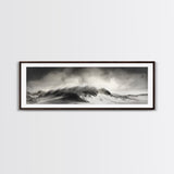 Sand Dune Storm, Coastal Winds, Black and White Nature, Framed Canvas Print, Neutral Wall Art, Hallway Decor, Minimalist Style