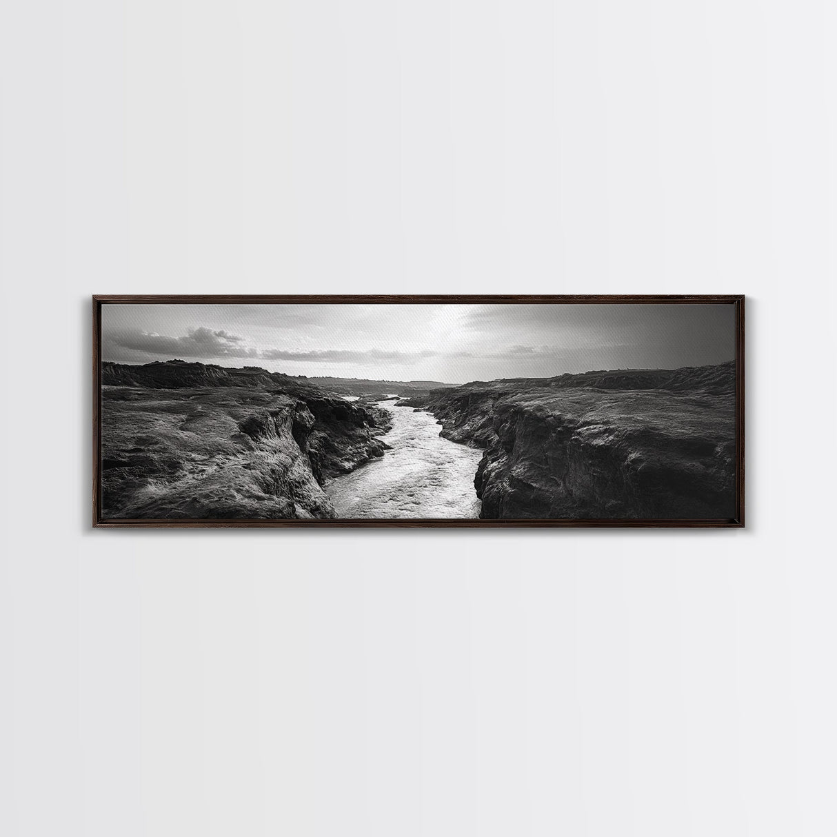 River Canyon, Rugged Cliffs, Dramatic Valley, Wild Terrain, Framed Canvas Print, Adventure Wall Art, Office Decor, Nature Photography Style