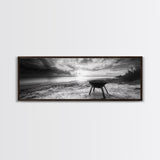 Beach Grill, Sunset Shore, Cloudy Horizon, Canvas Print, Coastal Minimalist Decor, Kitchen Wall Art, Autumn Beach House Accent