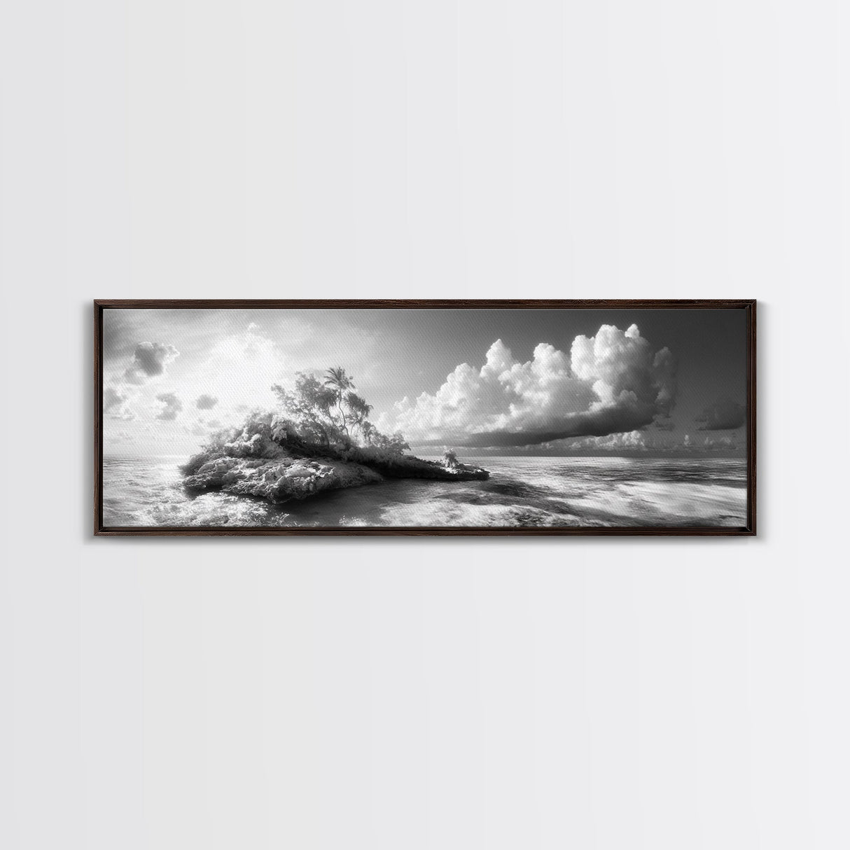Tropical Island, Ocean Clouds, Stormy Sky, Canvas Print, Surreal Nature Wall Art, Coastal Home Decor, Dreamy Beach Scene Photography