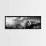 Sea Coral, Calm Ocean, Reef Textures, Framed Canvas Print, Coastal Bathroom Art, Monochrome Ocean Decor, Nature Photography Accent