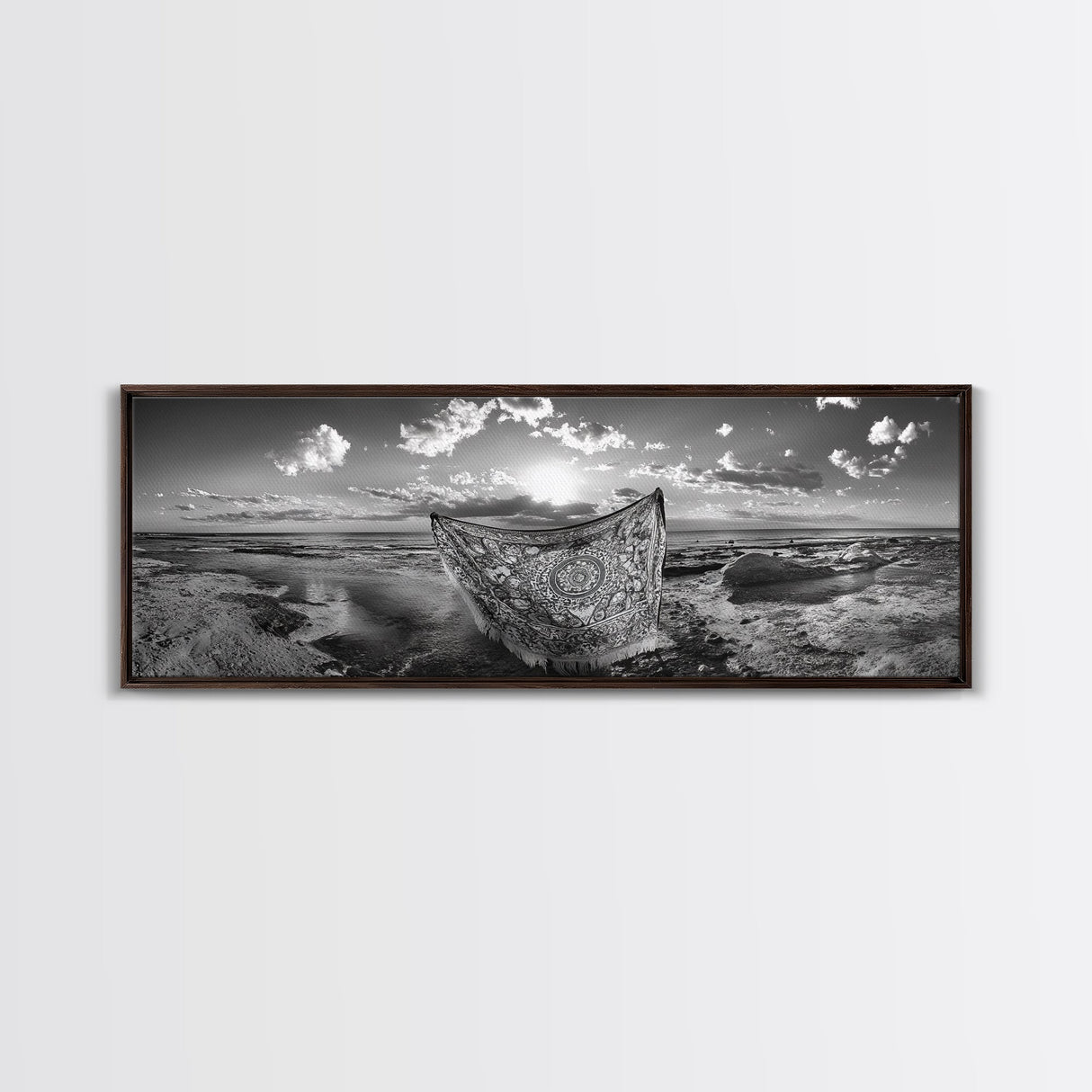 Sunset Sea, Magic Carpet, Ocean Ritual, Ethereal Coastal, Framed Canvas Print, Boho Wall Art, Living Room Decor, Surreal Beach Photography