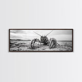 Lobster Closeup, Coastal Wildlife, Sandy Beach, Canvas Print, Bold Marine Life Art, Bathroom Wall Decor, Nautical Themed Accent
