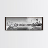 Oasis Reflections, Palm Trees, Desert Scene, Infrared Art Print, Framed Canvas Print, Tropical Wall Art, Boho Bedroom Decor, Tranquil Style