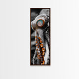 Octopus Closeup, Ocean Creature, Tentacle Texture, Framed Canvas Print, Marine Life Art, Nautical Bathroom Decor, Moody Coastal Wall Art