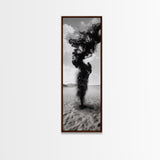 Smoke Storm, Desert Vortex, Abstract Motion, Surreal Art, Framed Canvas Print, Black and White Wall Art, Modern Office Decor, Dark Aesthetic