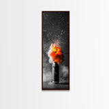 Fire Burst, Orange Explosion, Energy Impact, Fiery Blast, Framed Canvas Print, Abstract Modern Art, Gamer Room Decor, Bold Statement Piece