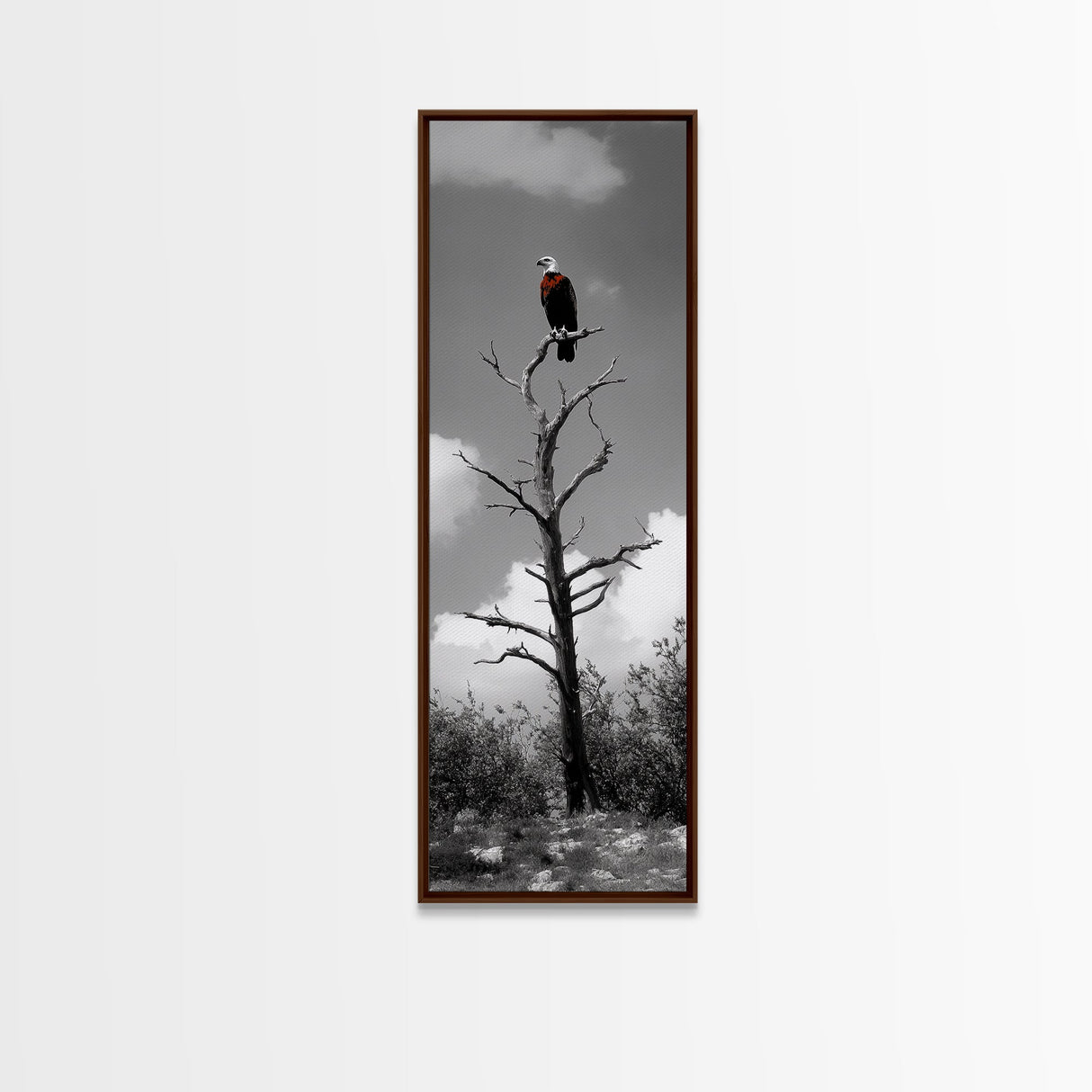 Lone Eagle, Tree Perch, Wild Raptor, Fierce Freedom, Canvas Print, Rustic Wildlife Wall Art, Cabin Lodge Decor, Dramatic Nature Scene