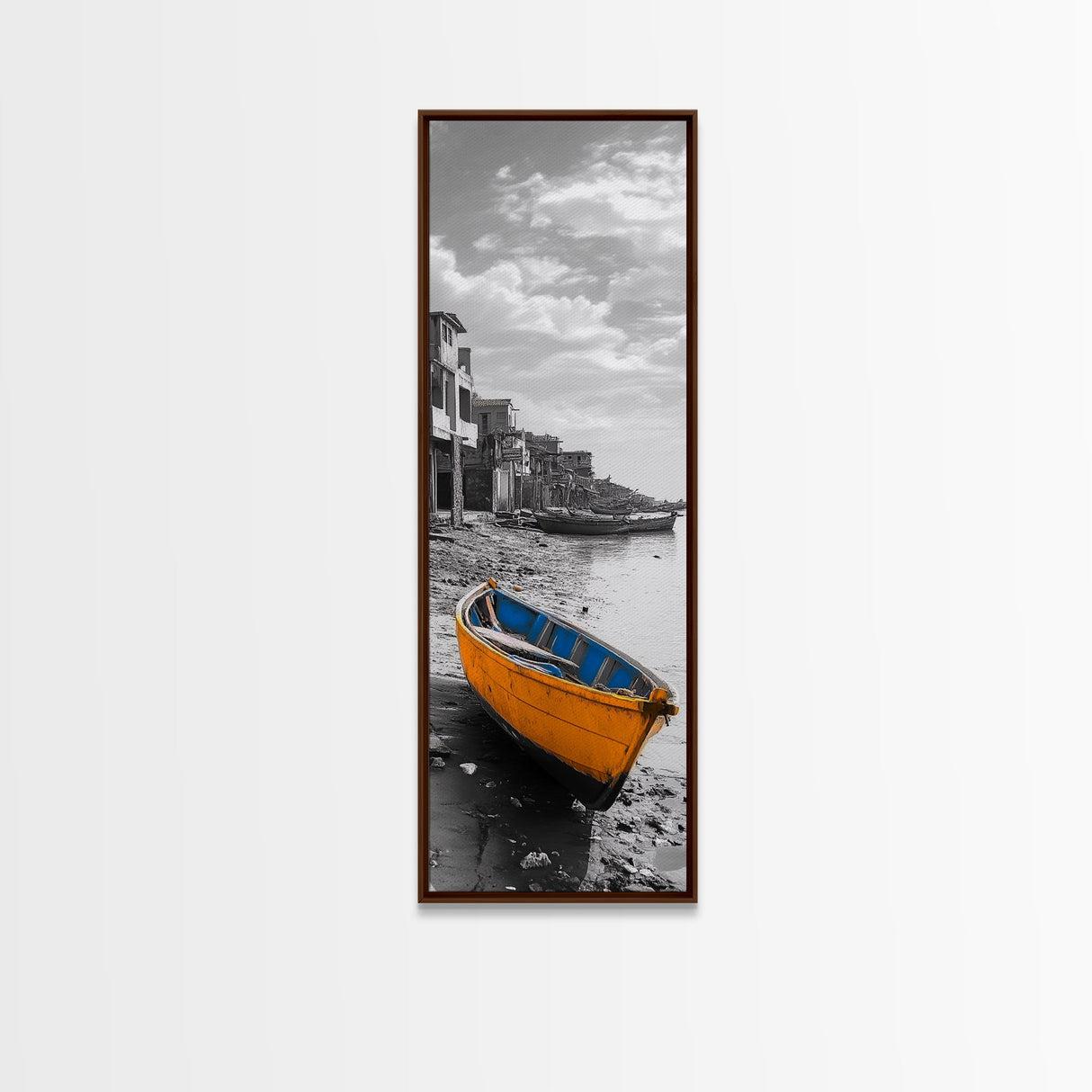 Yellow Boat, Coastal Wall Art, Seaside Home Decor, Beach Photography, Canvas Print, Nautical Theme, Bathroom Art, Minimalist Seascape