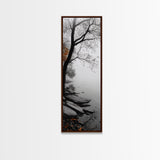 Foggy Lake, Autumn Forest, Peaceful Morning Landscape, Canvas Print, Minimalist Wall Art, Zen Bedroom Decor, Serene Fall Artwork
