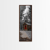 Log Cabin, Red Door, Mountain Home, Cozy Retreat, Framed Canvas Print, Rustic Wall Art, Lodge Decor, Fall Cabin Vibes, Country Living