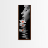 Lotus Beauty, Reflection Art, Feminine Calm, Elegant Profile, Framed Canvas Print, Spa Wall Art, Zen Decor, Minimalist Bathroom Art
