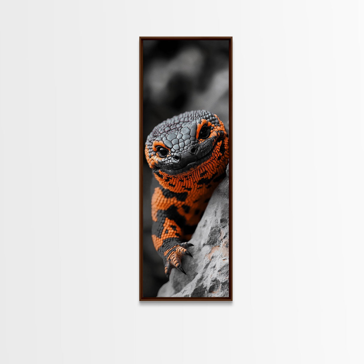 Lizard Closeup, Reptile Wall Art, Bold Colors, Nature Print, Framed Canvas Print, Animal Lover Gift, Office Wall Decor, Modern Jungle Art