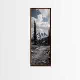 Mountain Landscape, Trail Pathway, Cloudy Sky, Nature Photography, Canvas Print, Rustic Cabin Decor, Adventure Hiker Wall Art