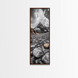 Rocky Peak, Wilderness Art, Orange Accent, Moody Landscape, Framed Canvas Print, Office Decor, Fall Mountainscape Photography