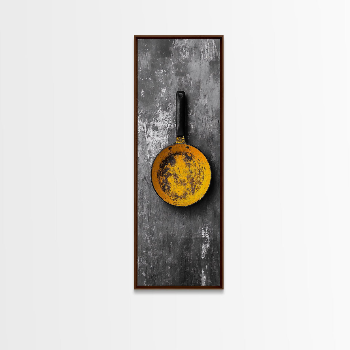 Yellow Pan, Rustic Kitchen, Bold Contrast, Culinary Wall Art, Framed Canvas Print, Industrial Decor, Chef Gift Kitchen Wall Art