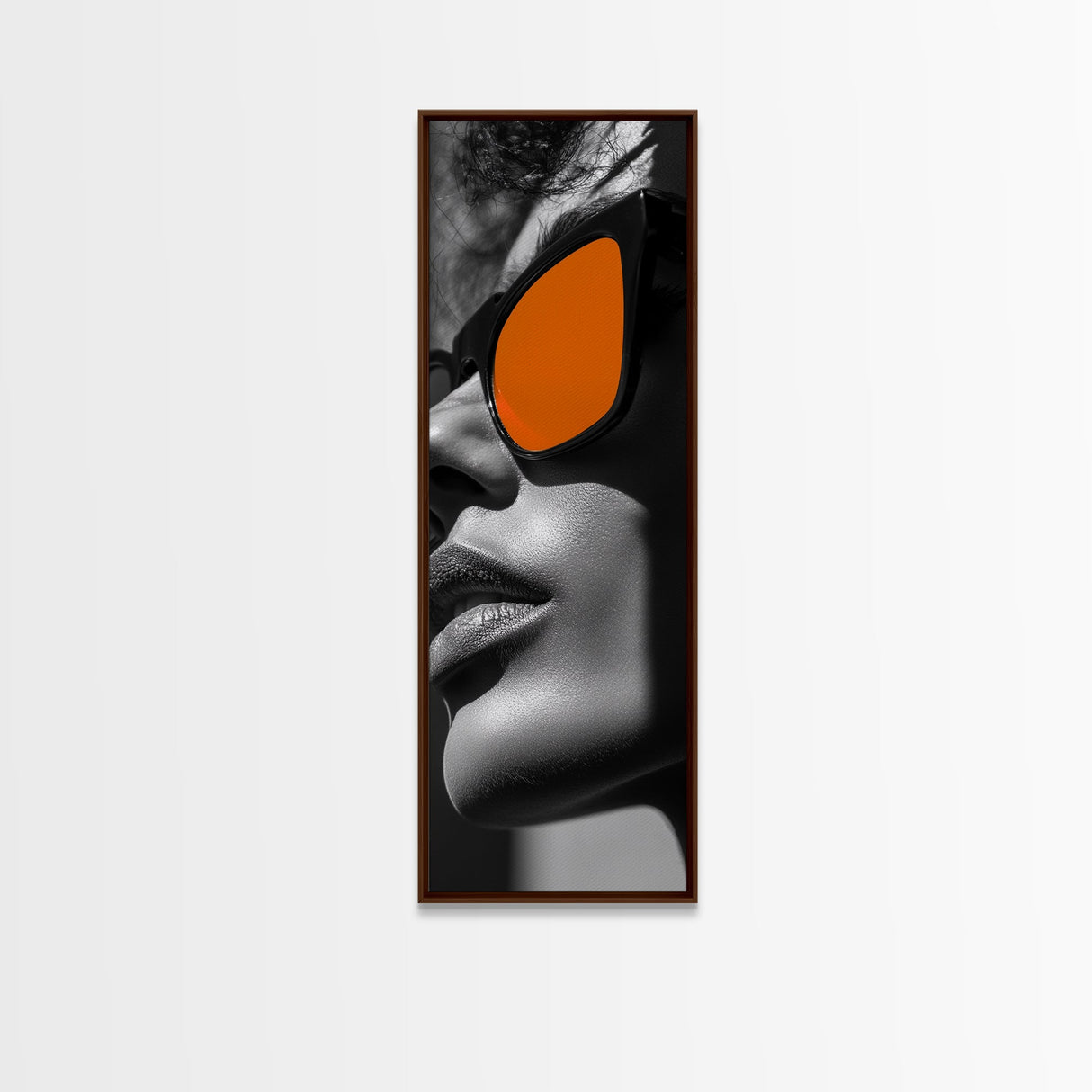 Bold Sunglasses, Fashion Portrait, Orange Aesthetic, Modern Minimalism, Framed Canvas Print, Bedroom Wall Art, Editorial Wall Decor