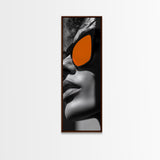 Bold Sunglasses, Fashion Portrait, Orange Aesthetic, Modern Minimalism, Framed Canvas Print, Bedroom Wall Art, Editorial Wall Decor