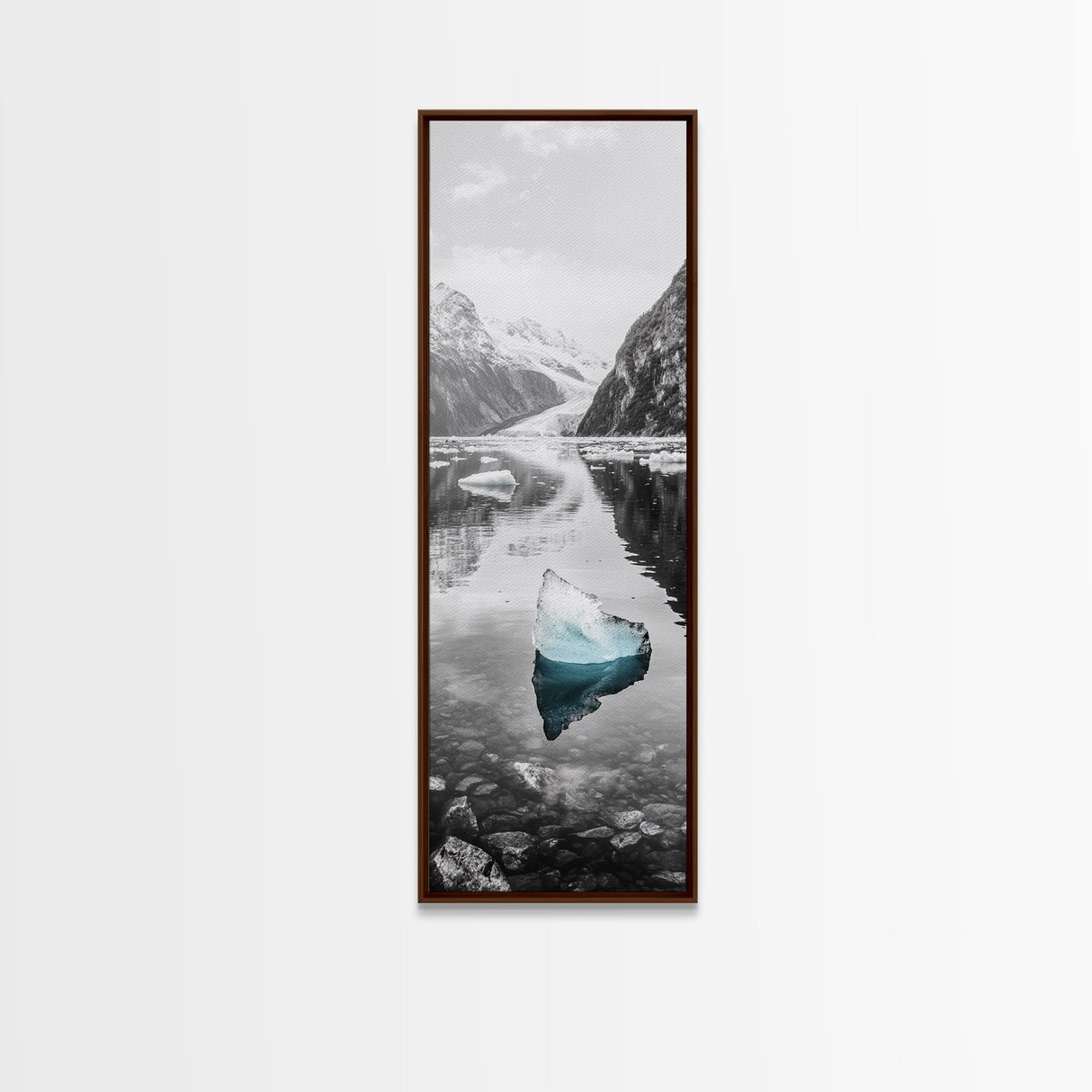Iceberg, Glacier Reflection, Arctic Landscape, Serene Water, Framed Canvas Print, Minimalist Wall Art, Bathroom or Bedroom Photography