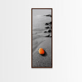 Orange Shore Stone, Minimalist Decor, Seaside Style, Beach Vibes, Framed Canvas Print Coastal Wall Art, Bathroom Decor, Modern Art